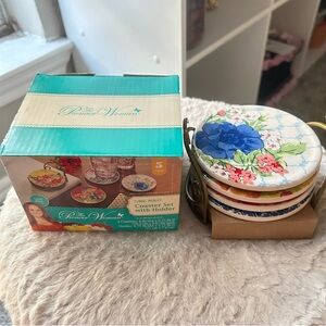 The Pioneer Woman Blue and Pink Floral Coaster Set